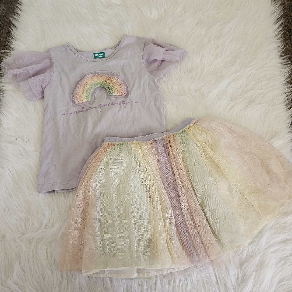 Girls set size 8 tutu skirt and rainbow top